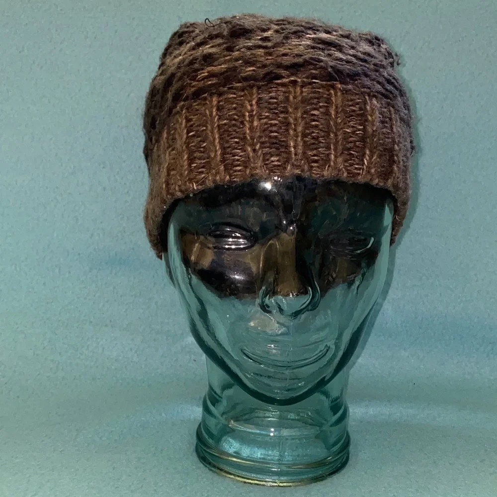 STEVE MADDEN chunky knit pom pom hat beanie dark light browns tan NEW SZ OSFA